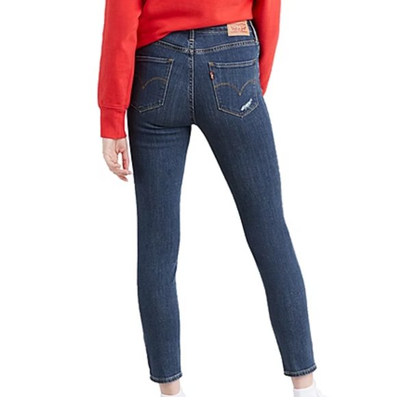 Levi's 721 High Rise Ankle Skinny Distressed Jeans - Size 27 - Picture 2 of 6